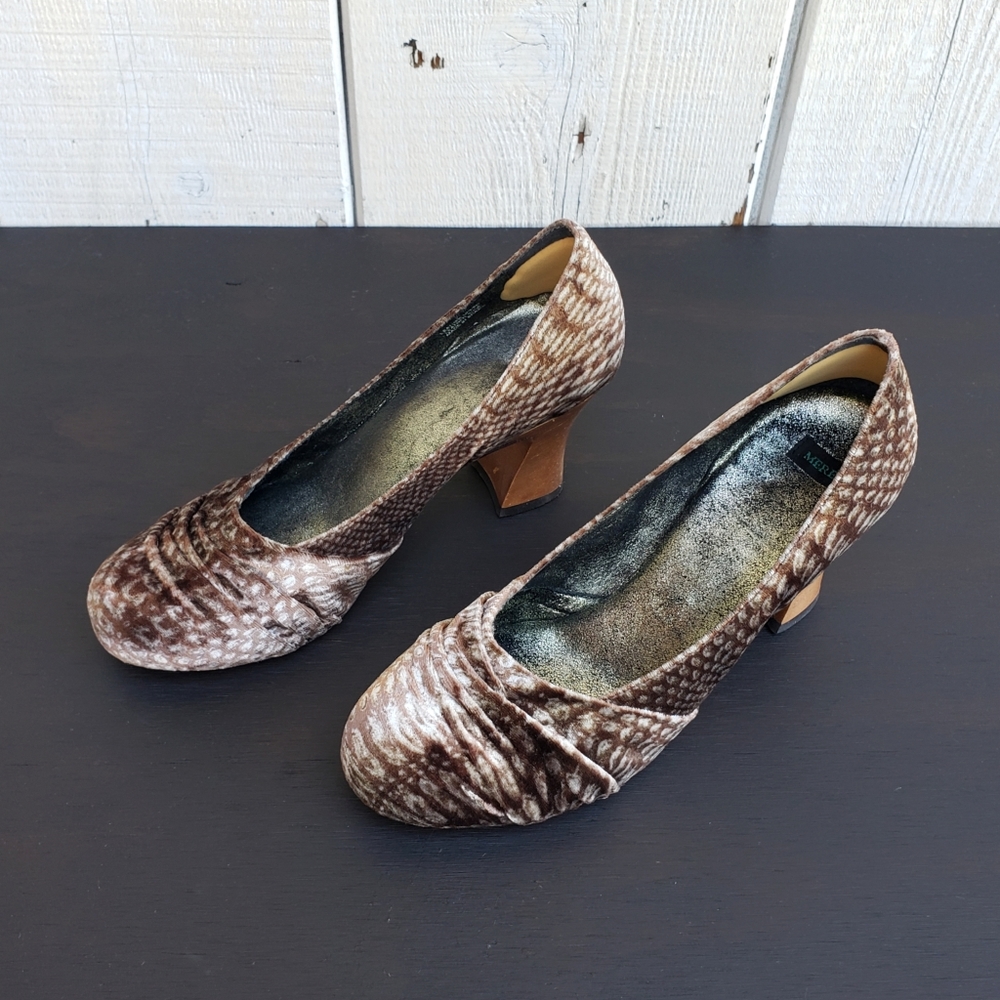 Anthropologie Mere Velvet Snake Heels Size 6 M